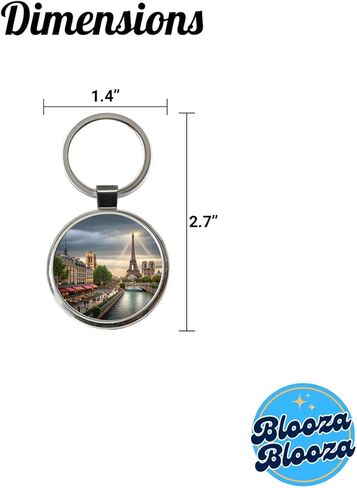Paris France Cloudy Eiffel Tower Round Metal Keychain in Kuwait