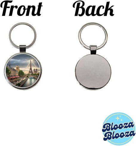 Paris France Cloudy Eiffel Tower Round Metal Keychain in Kuwait
