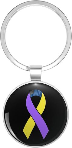 Bladder Cancer Awareness Ribbon Squad Support Bladder Cancer Month Stainless Steel Keychain with Ring Double Sided in Kuwait