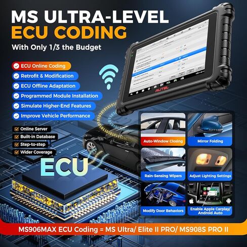 Autel Scanner MaxiSYS MS906 MAX, 2026 10'' MS906MAX 2.0 Ver. of MS906 PRO MS908S MK908 II, Lite of Elite 2 PRO, Top Scan Tool Bidirectional, 3000+ Active Test, 40+ Resets, CAN FD DoIP Auto Scan2.0 FCA in Kuwait