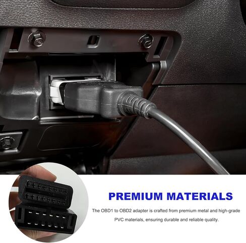 OBD1 to OBD2 Adapter, OBD1 12 Pins to OBD2 16 Pins Auto Diagnostic Extension Cable Code Reader, Scanner Connector Replacement Compatible with Most Models, Car Accessories in Saudi Arabia