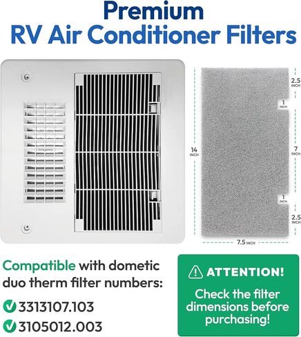 Premium RV AC Filter Replacement – 7.5 x 14 Inch Filters Compatible with Dometic Duo Therm Air Conditioner – Replaces 3313107.103 & 3105012.003 – for Camper, Motorhome, Travel Trailer - 2 Filters in Saudi Arabia