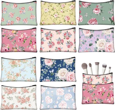 10 Pcs Leopard Canvas Makeup Bags for Women Leopard Cosmetic Bags with Zipper Bulk Pencil Bag Travel Toiletry Pouch Gift for Baby Shower Animal Theme Party in Saudi Arabia
