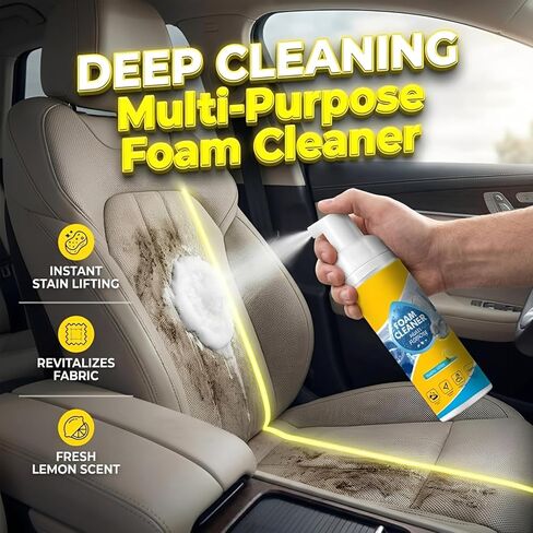 4-in-1 Multipurpose Foam Cleaner, Heavy Duty Deep Cleaning House & Car Detailing Produc, Limpiador Espuma for Car Interior, Kitchen Grease, Bathroom Tiles, Sofa Upholstery (1 Piece Set) in Saudi Arabia