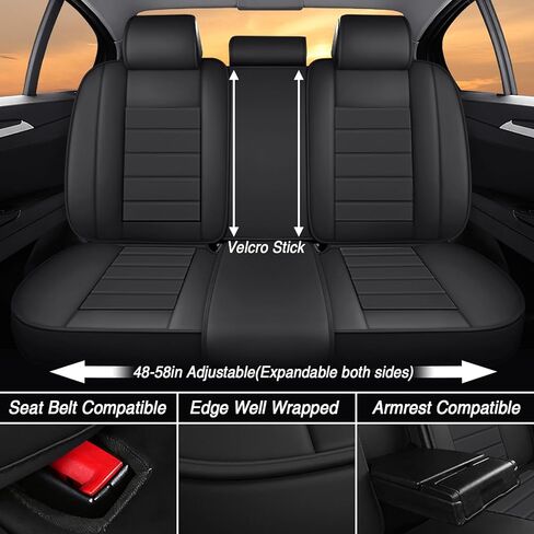 Seat Covers Full Set for Honda Pilot 2003-2025, 8 Seat, Leather Seat Covers for Cars, Car Seat Protector Waterproof, Non-Slip Interior Automotive Seat Covers, Black in Kuwait