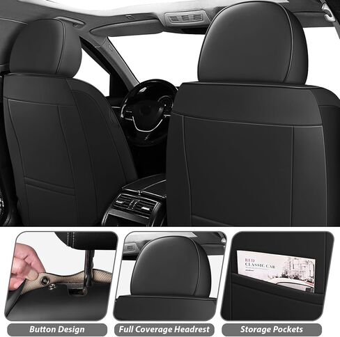 أغطية مقاعد السيارة لسيارة Toyota Tacoma 2000-2025، تغطية كاملة، أغطية مقاعد من جلد نابا مع دعم أسفل الظهر، واقي مقاوم للماء ومضاد للخدش طوال الموسم (المجموعة الأمامية، أسود) in Kuwait