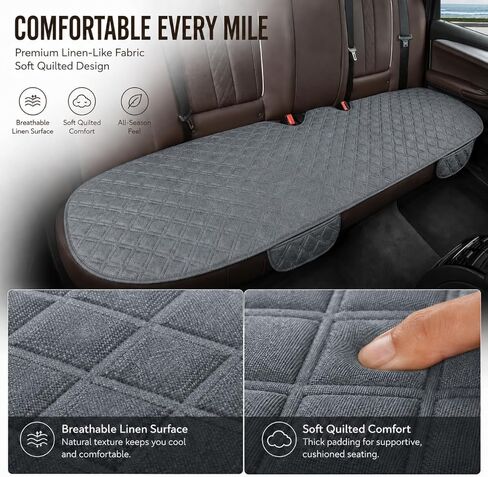 Pu Leather Car Seat Bottom Covers Protectors Include 1 Rear Bench Seat Cover Universal Fit 90% Vehicles (C-Gray) in Kuwait