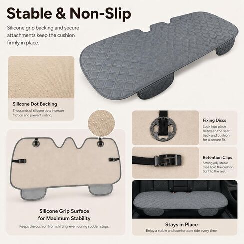 Pu Leather Car Seat Bottom Covers Protectors Include 1 Rear Bench Seat Cover Universal Fit 90% Vehicles (C-Gray) in Kuwait