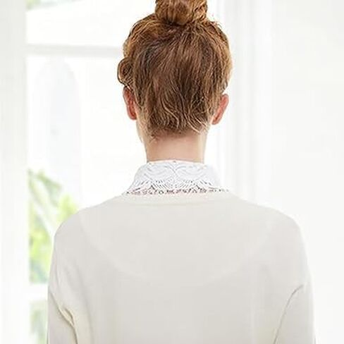 Semi-Shirt Design Fake Collar in Elegant White Lace with Floral Patterns for Blouses in Kuwait