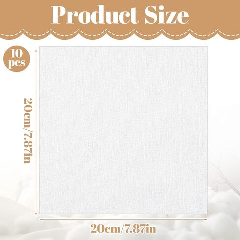 10 Pcs Pre Cut Embroidery Cloth, White Embroidery Fabric Squares Embroidery Cloth Fabric Cross Stitch Cloth for Garment Craft Home Decoration and Sewing DIY Crafts (7.9 × 7.9 inches) in Kuwait
