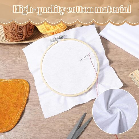 10 Pcs Pre Cut Embroidery Cloth, White Embroidery Fabric Squares Embroidery Cloth Fabric Cross Stitch Cloth for Garment Craft Home Decoration and Sewing DIY Crafts (7.9 × 7.9 inches) in Kuwait