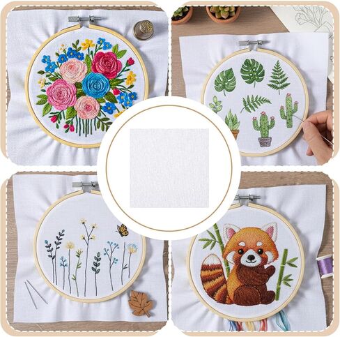 10 Pcs Pre Cut Embroidery Cloth, White Embroidery Fabric Squares Embroidery Cloth Fabric Cross Stitch Cloth for Garment Craft Home Decoration and Sewing DIY Crafts (7.9 × 7.9 inches) in Kuwait