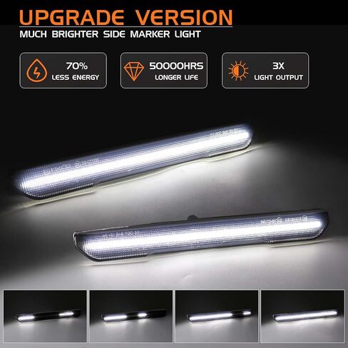 مصابيح LED جانبية بيضاء متتابعة ديناميكية لشاحنة بيك اب جي إم سي سييرا 2500HD 3500HD 2020 2021 2022 2023 2024، مصباح عاكس لإشارة الانعطاف الأمامي in Kuwait