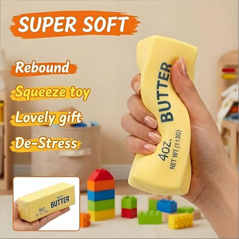 Slow Rebound Cute Butter Squeeze Stress Balls,2026 New Squeeze Ball Realistic Butter Stick Soft Squeeze Toys,Butter Squishy Relief Fidget Toys,Slow Rebound Stress Relief Toy Gifts in Saudi Arabia