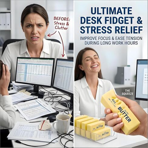 Slow Rebound Cute Butter Squeeze Stress Balls,2026 New Squeeze Ball Realistic Butter Stick Soft Squeeze Toys,Butter Squishy Relief Fidget Toys,Slow Rebound Stress Relief Toy Gifts in Saudi Arabia