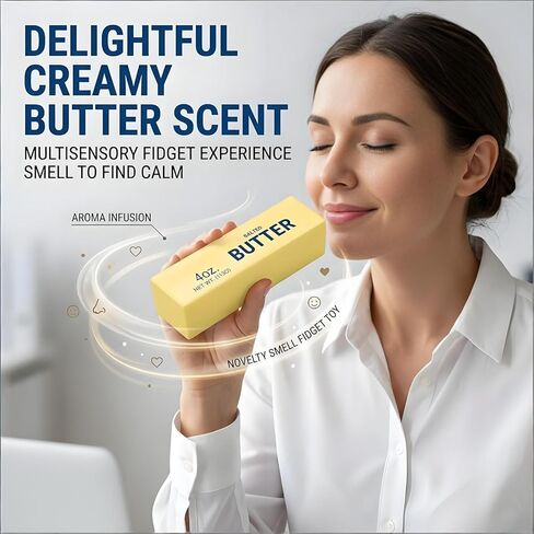 Slow Rebound Cute Butter Squeeze Stress Balls,2026 New Squeeze Ball Realistic Butter Stick Soft Squeeze Toys,Butter Squishy Relief Fidget Toys,Slow Rebound Stress Relief Toy Gifts in Saudi Arabia