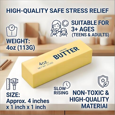 Slow Rebound Cute Butter Squeeze Stress Balls,2026 New Squeeze Ball Realistic Butter Stick Soft Squeeze Toys,Butter Squishy Relief Fidget Toys,Slow Rebound Stress Relief Toy Gifts in Saudi Arabia