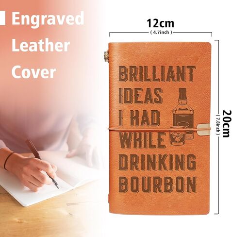 Bourbon Gifts for Men, Leather Journal Notebook, Gifts for Bourbon Lovers, Whiskey Lovers, Engraved Refillable Journal Sketchbook, Lined Planner, Travel Notebook in Saudi Arabia