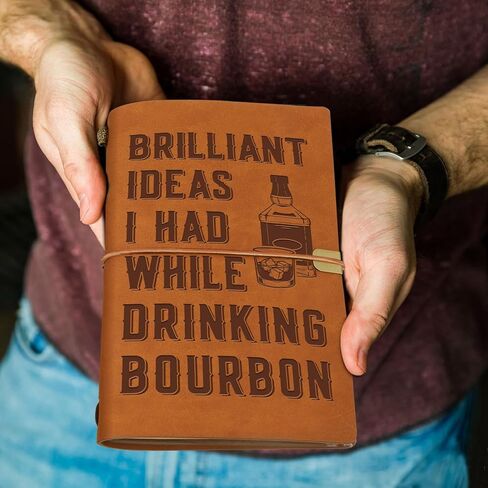 Bourbon Gifts for Men, Leather Journal Notebook, Gifts for Bourbon Lovers, Whiskey Lovers, Engraved Refillable Journal Sketchbook, Lined Planner, Travel Notebook in Saudi Arabia