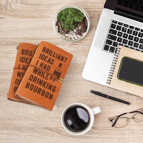Bourbon Gifts for Men, Leather Journal Notebook, Gifts for Bourbon Lovers, Whiskey Lovers, Engraved Refillable Journal Sketchbook, Lined Planner, Travel Notebook in Saudi Arabia
