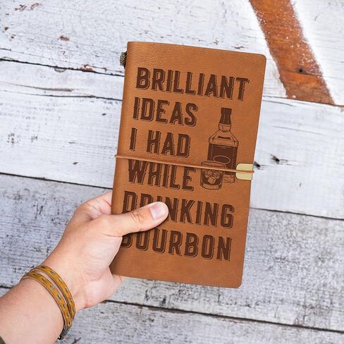 Bourbon Gifts for Men, Leather Journal Notebook, Gifts for Bourbon Lovers, Whiskey Lovers, Engraved Refillable Journal Sketchbook, Lined Planner, Travel Notebook in Saudi Arabia