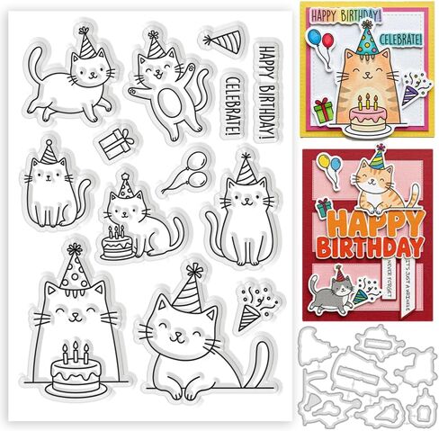 Reusable Metal Frame Cutting Dies and Clear Silicone Stamps for Card Making Party Birthday Celebration Blessings Words Design, Embossing Stencils Card Making Supplies for DIY Scrapbooking in Saudi Arabia