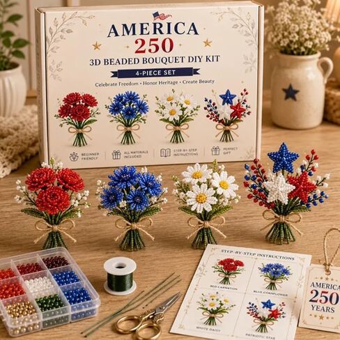 Zoxksho Beaded Animal Kit - Tiny 3D Beaded Animal DIY Kit, Embroidery Making Kit for Beginners for Adults with Instructions, Storage Box (Bouquet 01) in Saudi Arabia