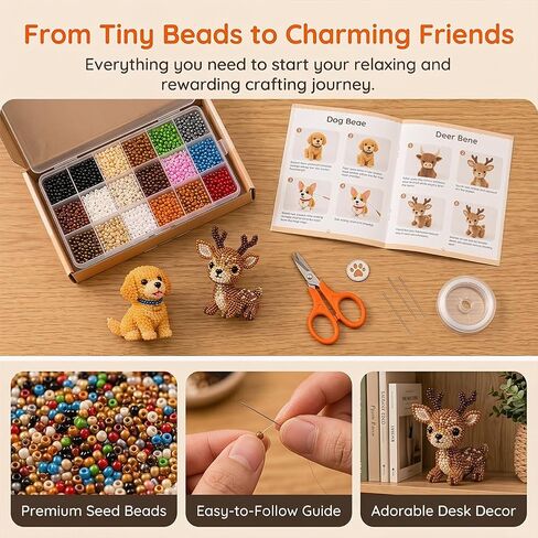 Zoxksho Beaded Animal Kit - Tiny 3D Beaded Animal DIY Kit, Embroidery Making Kit for Beginners for Adults with Instructions, Storage Box (Bouquet 01) in Saudi Arabia
