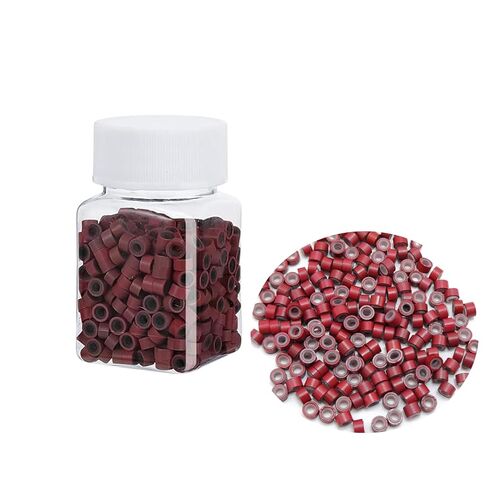500Pcs Silicone Micro Link Rings 5mm Lined Beads for Hair Extensions, Aluminum Micro Links Beads Tool for I Tip Hair Extensions, No Damage Hair Extension Tools Accessories (500Pcs, Wine Red) in Saudi Arabia