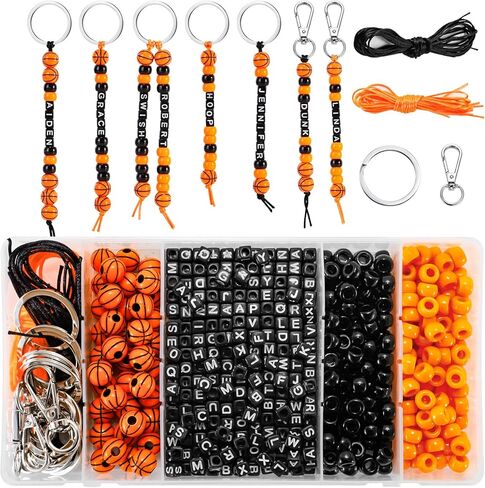 572 Pcs Volleyball Keychain Making Kit, Sport Craft with Volleyball Beads, Letter Beads and Keychain Accessories – Ideal for Team Gifts & Holiday Parties in Saudi Arabia