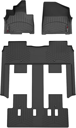 بطانات أرضية مخصصة من WeatherTech لسيارة Kia Carnival Hybrid - مجموعة كاملة (441911-1-3)، أسود in Kuwait