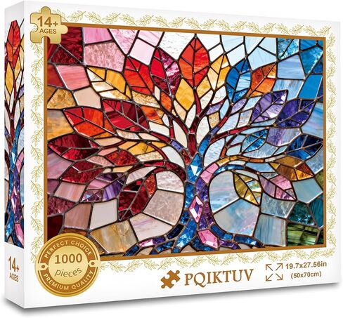 1000 Piece Adult Puzzle, Stained Glass Cat with Sunglasses, Jigsaw Puzzles with Letters on Back Impossible Challenging Puzzle, Family Puzzle Decoration Challenging Puzzles (27.56x19.7 Inch) in Saudi Arabia
