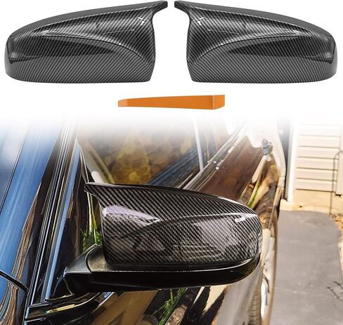 TOPUS زوج قبعات غطاء مرآة جانبية لسيارات BMW X5 X6 Hybrid E70 E71 E72 2007-2013 Ox Horn Style Car External عكس مرآة الرؤية الخلفية الإسكان 51167180725 51167180726 ألياف الكربون in Kuwait