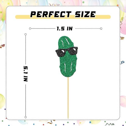 24 Pcs Pickle Party Cupcake Toppers Fun Pickle Birthday Decorations Kind Of A Big Dill Cucumber Pickle Decorations Glitter Green Black in Saudi Arabia