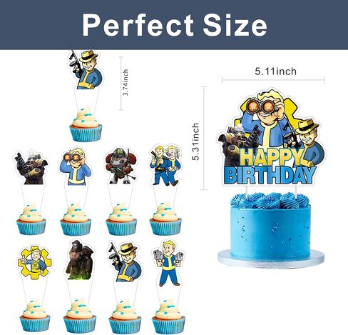 25pcs Cartoon For Fallouts Vedio Game Birthday Decorations with 24pcs Cupcake Toppers,1pcs Cake Topper for Birthday Party Supplies. in Saudi Arabia