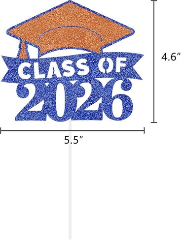 Graduation Cake Topper Congrats Grad Cupcake Toppers Kindergarten High School College University Glitter Decoration Blue Orange in Saudi Arabia