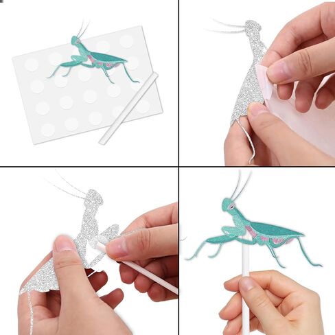 18pcs Glitter Mantis Dessert Cupcake Pick for Natural Insect Theme Decor Supplies Men Women Happy Birthday Party Decorations in Kuwait