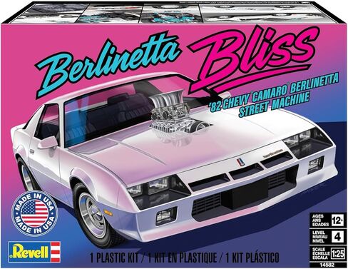 Revell 1:25 '82 Chevy Camaro Berlinetta Model Kit #14582 - آلة شارع مخصصة، محرك V8، 100 قطعة، مستوى المهارة 4 بناء متقدم، نموذج سيارة كلاسيكي من الثمانينيات للبالغين والمراهقين (12+) in Kuwait