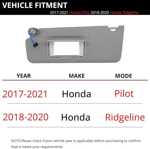 Sun Visor Fits for Honda Pilot 2016-2022 Honda Ridgeline 2018-2025 Left Driver Side with Light Replaces 83280-TG7- A12ZB Gary in Saudi Arabia
