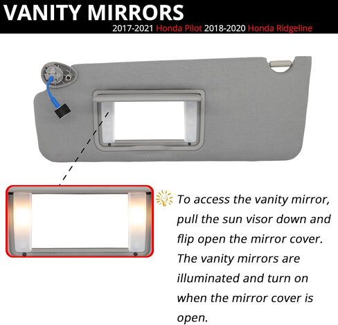Sun Visor Fits for Honda Pilot 2016-2022 Honda Ridgeline 2018-2025 Left Driver Side with Light Replaces 83280-TG7- A12ZB Gary in Saudi Arabia
