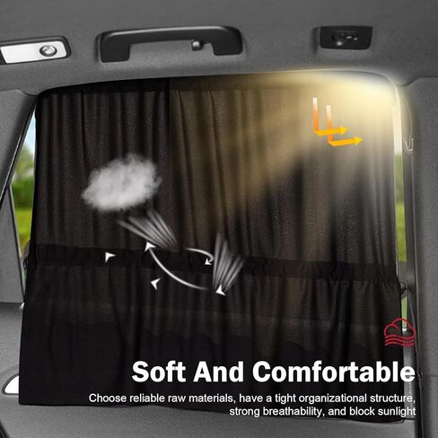 2 PCS Car Side Window Shades, Sun Blocking & Heat Insulation Curtain for Baby, Privacy Protection Blackout Sunshade with Suction Cup, Foldable Cover for Most Cars SUVs Trucks (Black) in Saudi Arabia