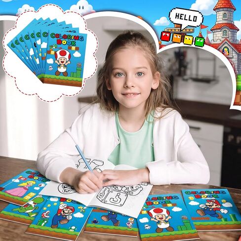 Mario Birthday Party Supplies, 24Pcs Coloring Books for Mario Birthday Party Gifts, Goodie Bag Stuffers, Classroom Rewards, Decorations, 8 Styles in Saudi Arabia