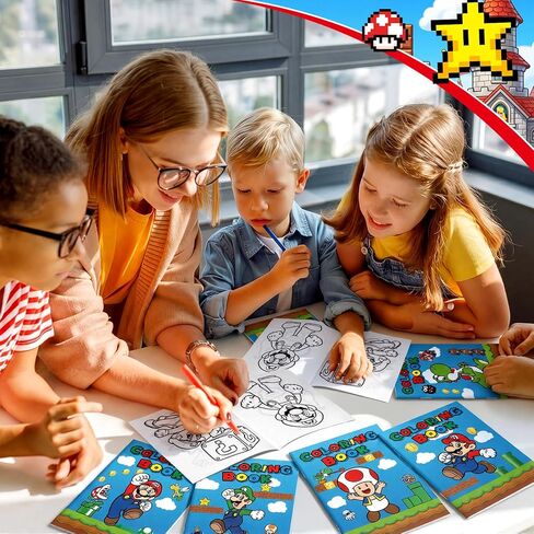 Mario Birthday Party Supplies, 24Pcs Coloring Books for Mario Birthday Party Gifts, Goodie Bag Stuffers, Classroom Rewards, Decorations, 8 Styles in Saudi Arabia