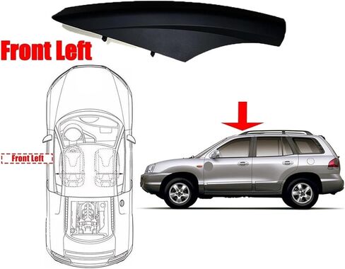 غطاء رف السقف متوافق مع Hyundai Santa Fe Santafe 2002-2006 الأمامي الخلفي الأيسر الأيمن الأوسط شريط الأمتعة غطاء نهاية السكك الحديدية غطاء بلاستيكي (Santafe أمامي يسار) in Kuwait