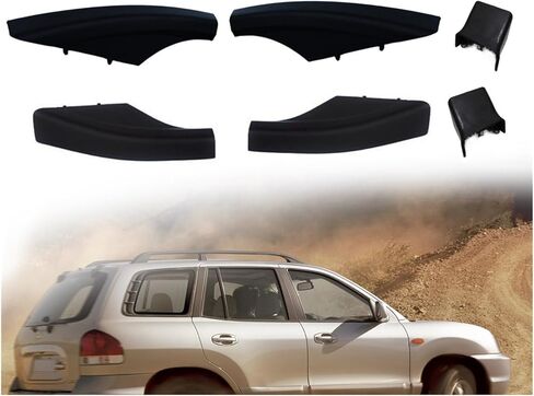 غطاء رف السقف متوافق مع Hyundai Santa Fe Santafe 2002-2006 الأمامي الخلفي الأيسر الأيمن الأوسط شريط الأمتعة غطاء نهاية السكك الحديدية غطاء بلاستيكي (Santafe أمامي يسار) in Kuwait