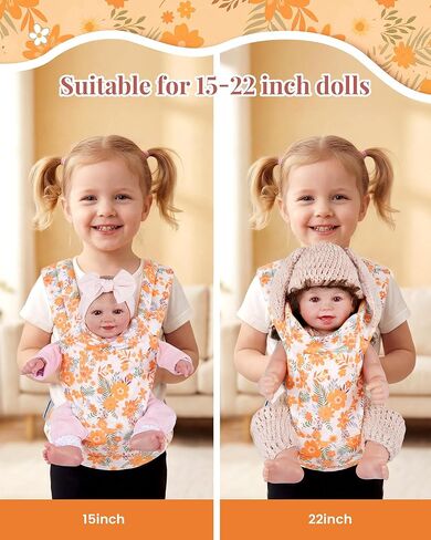 BABESIDE Baby Doll Carrier – Adjustable Straps for 15–22 Inch Dolls, Perfect for Pretend Play & Role Play – Soft Cotton Doll Accessory for Girls Ages 3+（Doll Not Included） in Kuwait