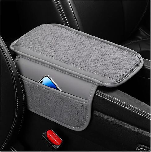 Car Center Console Cover, Comfortable Vehicle Armrest Protector Cushion with 2 Storage Bags, Auto Interior Middle Console Mat, Universal for Automobile RV Truck (Black) in Saudi Arabia