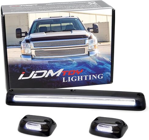 iJDMTOY مجموعة من 3 قطع من عدسات زينون بيضاء كاملة الشريط LED لسقف الكابينة متوافقة مع 2007-2014 Silverado/Sierra 2500 3500 HD in Kuwait