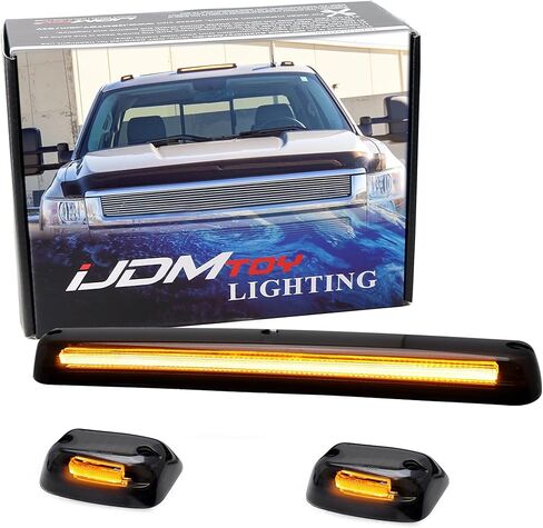 iJDMTOY مجموعة من 3 قطع من عدسات زينون بيضاء كاملة الشريط LED لسقف الكابينة متوافقة مع 2007-2014 Silverado/Sierra 2500 3500 HD in Kuwait