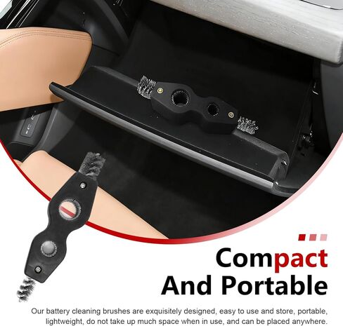 2 PCS Car Battery Terminal Cleaner Spray, 4-in-1 Battery Post Cleaner Brush with Steel Wire, Cleaning Tool for Terminals and Pipes, Universal for Most Cars, Trucks, SUVs (Black) in Saudi Arabia